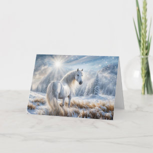 Tarjeta Festiva Navidades Temporadas Saludos Bonito Stallion Blanc