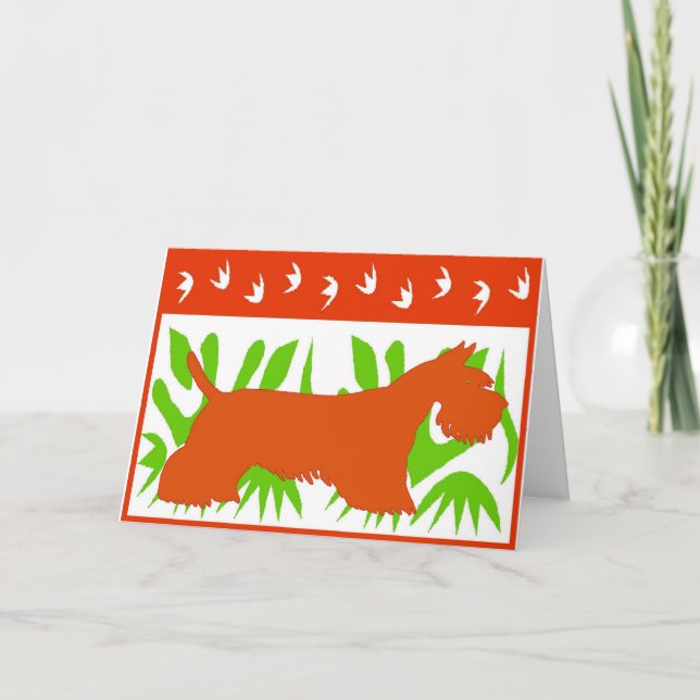 Tarjeta Festiva Navidades Terrier de Escocia (Anverso)