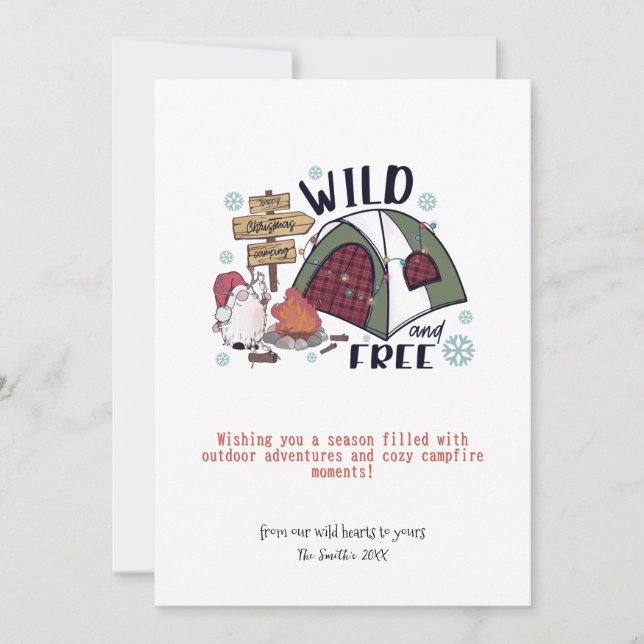 Tarjeta Festiva Navidades Tienden a Campfire Montaña Aventura al a (Anverso)