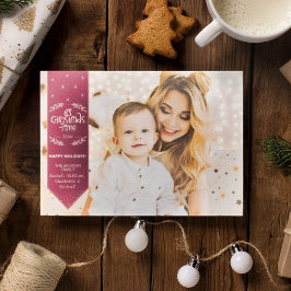 Tarjeta Festiva Navidades Time burgundi feliz foto de vacaciones