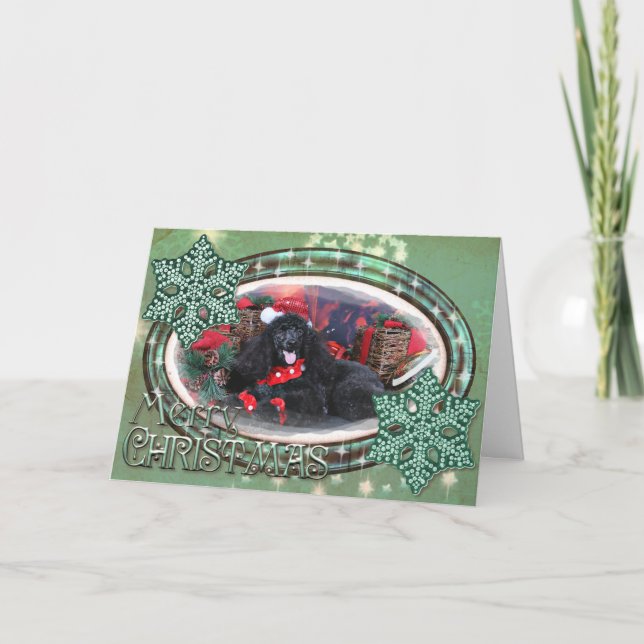 Tarjeta Festiva Navidades - Toby - Poodle (Anverso)