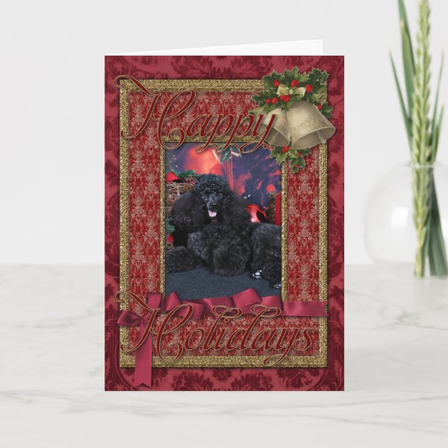 Tarjeta Festiva Navidades - Toby - Poodle (Anverso)