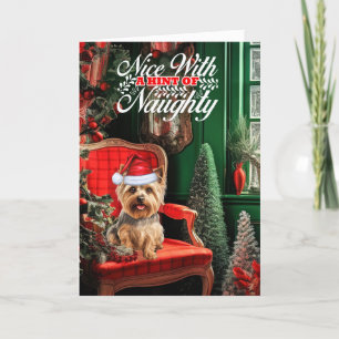 Tarjeta Festiva Navidades Tonto Terrier Perro travieso o agradable