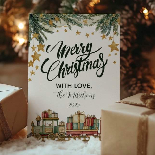 Tarjeta Festiva Navidades Toy Train Under the Tree (Subido por el creador)