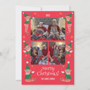 Tarjeta Festiva Navidades traviesos Elves Family