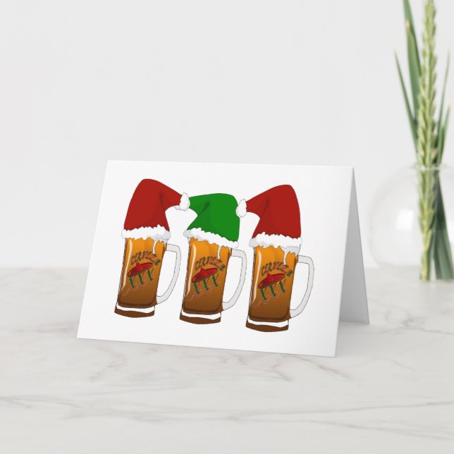 Tarjeta Festiva Navidades Tres Amigos Cerveza (Anverso)