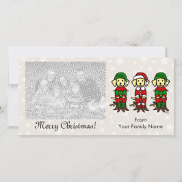Tarjeta Festiva Navidades Tres Cachorros Amarillos De Laboratorio