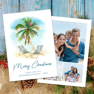 Tarjeta Festiva Navidades Tropical Beach Palm Tree 3 Photo