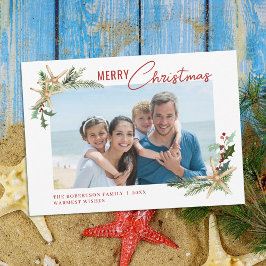 Tarjeta Festiva Navidades Tropical Beach Starfish Foto