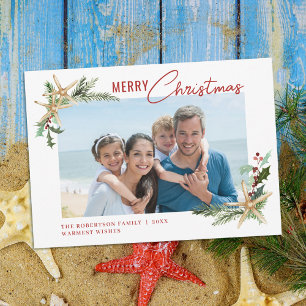 Tarjeta Festiva Navidades Tropical Beach Starfish Foto