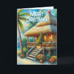 Tarjeta Festiva Navidades Tropical Hut Palm Tree Beach Lights<br><div class="desc">Navidades de las cabañas tropicales Palm Tree Beach Lights Por favor síganme; creo nuevos diseños y productos a diario! Siéntase libre de contactarme con sus necesidades de diseño.</div>
