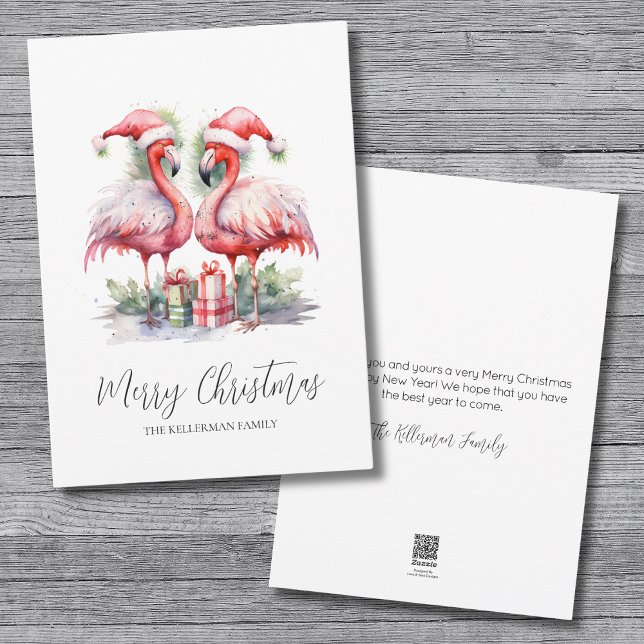 Tarjeta Festiva Navidades tropicales (Watercolor Tropical Merry Christmas Holiday Card )