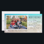 Tarjeta Festiva Navidades tropicales Beach Christian Photo Card<br><div class="desc">Tarjeta fotográfica cristiana navideña con temática tropical en la playa. Añada una foto de la familia a esta tarjeta personalizado con las escrituras del libro de Luke, que dice: "Hoy en la ciudad de David un Salvador ha nacido para ti. ¡Él es Cristo el Señor!" El fondo está decorado con...</div>