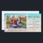 Tarjeta Festiva Navidades tropicales Beach Christian Photo Card<br><div class="desc">Tarjeta fotográfica cristiana navideña con temática tropical en la playa. Añada una foto de la familia a esta tarjeta personalizado con las escrituras del libro de Luke, que dice: "Hoy en la ciudad de David un Salvador ha nacido para ti. ¡Él es Cristo el Señor!" El fondo está decorado con...</div>