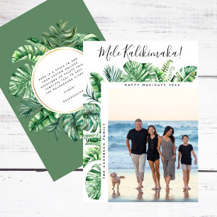 Tarjeta Festiva Navidades tropicales botánicos de Mele Kalikimaka