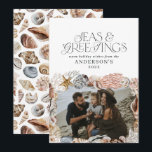 Tarjeta Festiva Navidades tropicales cálidos mar y saludos foto<br><div class="desc">Navidades tropicales cálidos mares y saludos moderno y elegante diseño de tarjetas de vacaciones</div>