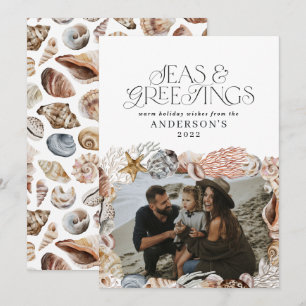 Tarjeta Festiva Navidades tropicales cálidos mar y saludos foto