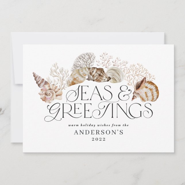 Tarjeta Festiva Navidades tropicales cálidos mares y saludos moder (Anverso)