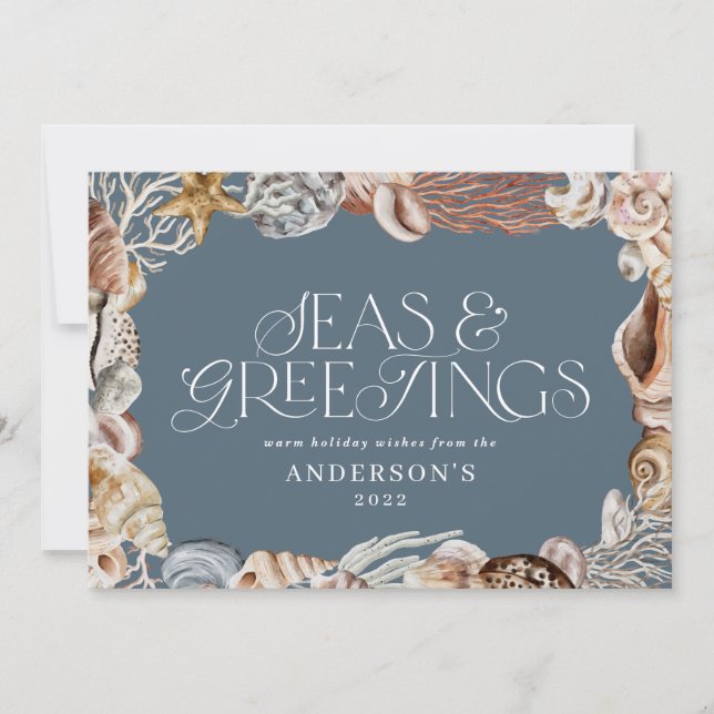 Tarjeta Festiva Navidades tropicales cálidos mares y saludos moder (Anverso)