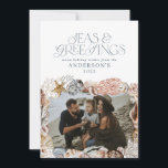 Tarjeta Festiva Navidades tropicales cálidos saludos de mar foto a<br><div class="desc">Navidades tropicales de azul cálido mares y saludos moderno y elegante diseño de tarjetas de vacaciones</div>