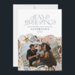 Tarjeta Festiva Navidades tropicales cálidos saludos de mar foto a<br><div class="desc">Navidades tropicales de azul cálido mares y saludos moderno y elegante diseño de tarjetas de vacaciones</div>