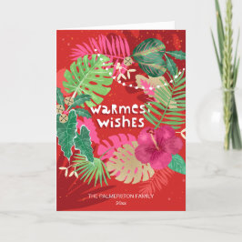 Tarjeta Festiva Navidades tropicales con Personalizado de corona d