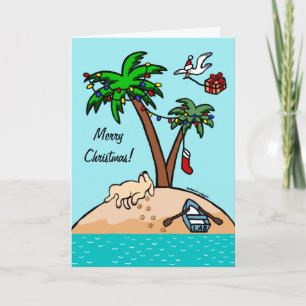 Tarjeta Festiva Navidades tropicales de Labrador amarillo 2