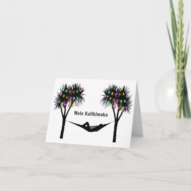 Tarjeta Festiva Navidades tropicales de Mele Kalikimaka (Anverso)