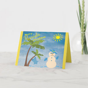 Tarjeta Festiva Navidades tropicales de moras de Florida Snowman e