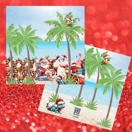 Tarjeta Festiva Navidades Tropicales De Verano En Fiesta De Julio
