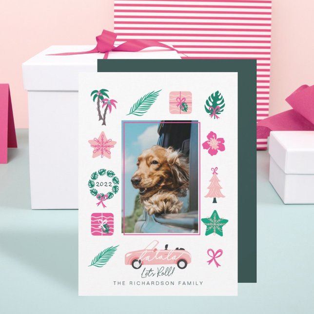 Tarjeta Festiva Navidades tropicales divertidos dejan correr la fo (Subido por el creador)