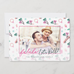 Tarjeta Festiva Navidades tropicales divertidos Fa la la Let's Rol