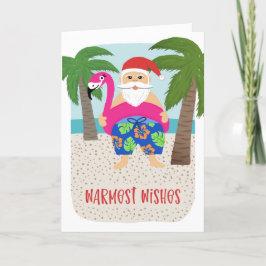 Tarjeta Festiva Navidades tropicales graciosos de Santa en julio