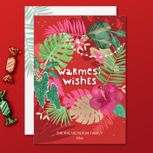 Tarjeta Festiva Navidades tropicales ilustrados Wreath
