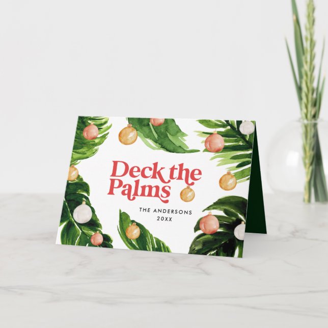 Tarjeta Festiva Navidades tropicales moderno palmito botánico eleg (Anverso)