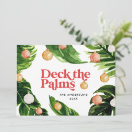 Tarjeta Festiva Navidades tropicales moderno palmito botánico eleg