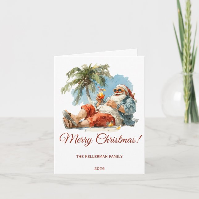 Tarjeta Festiva Navidades tropicales personalizados (Anverso)