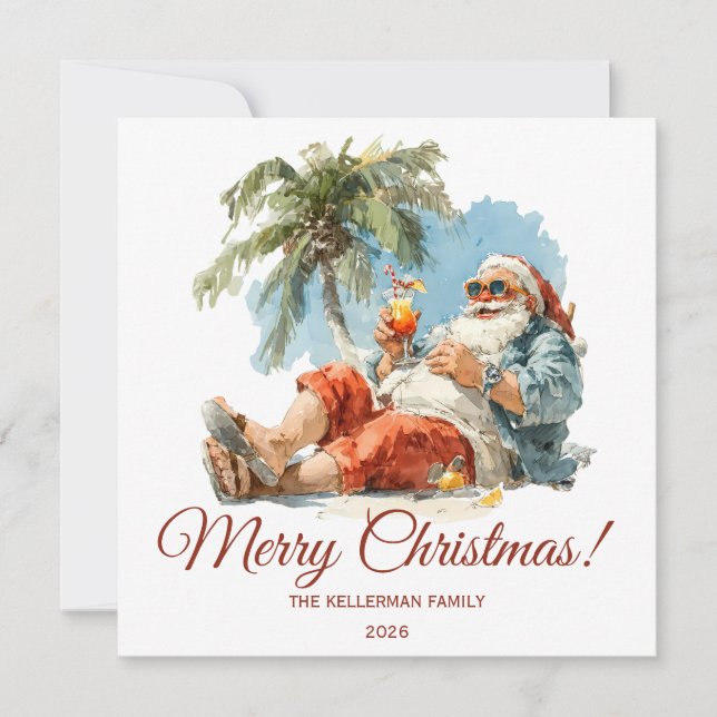 Tarjeta Festiva Navidades tropicales personalizados (Anverso)