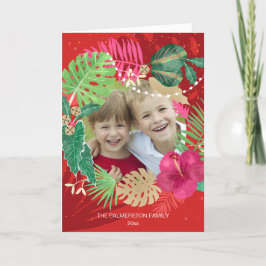 Tarjeta Festiva Navidades tropicales rojos Personalizado de guirna