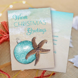 Tarjeta Festiva Navidades tropicales Starfish Ornament Beach