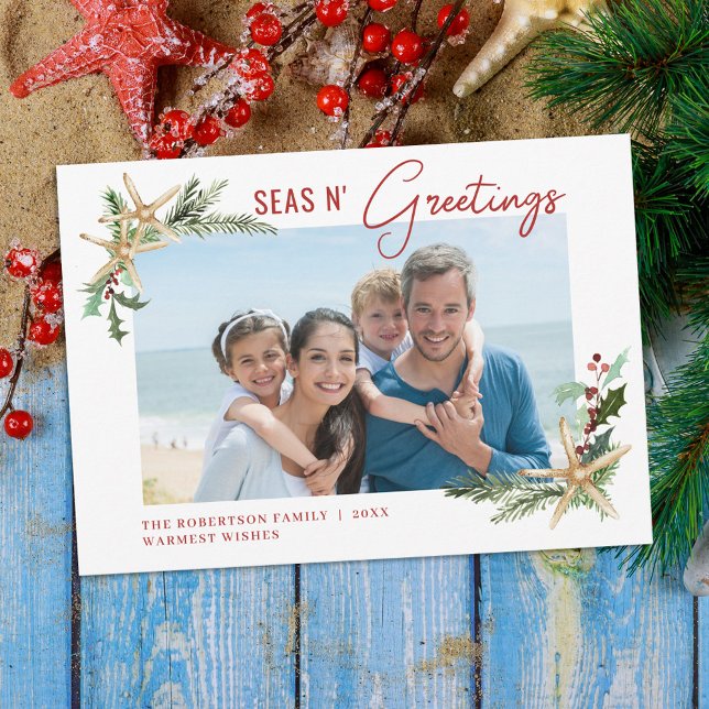 Tarjeta Festiva Navidades tropicales Starfish Seas N Greetings Fot (Subido por el creador)