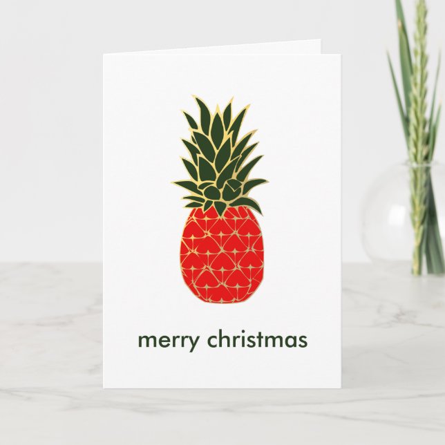 Tarjeta Festiva Navidades tropicales y deseos de piña (Anverso)