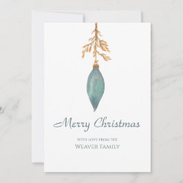 Tarjeta Festiva Navidades turquesa con acuarela simple pintada a m