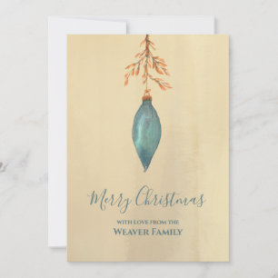 Tarjeta Festiva Navidades turquesa de color agua pintada a mano mo