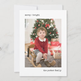 Tarjeta Festiva Navidades Typewriter | Blanco y negro con foto