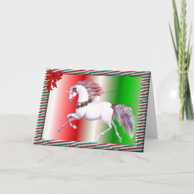 Tarjeta Festiva Navidades unicornio (Anverso)