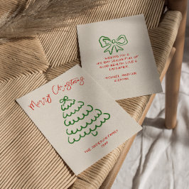 Tarjeta Festiva Navidades únicos de árbol de vaca con mano trenzad