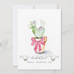 Tarjeta Festiva Navidades únicos de cactus rojos y verdes