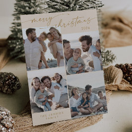 Tarjeta Festiva Navidades únicos de fotografía de Boho Moda Cream 