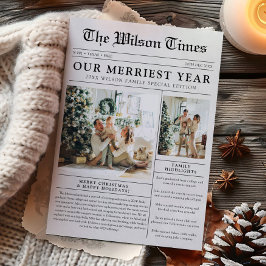 Tarjeta Festiva Navidades únicos de fotografía de periódico